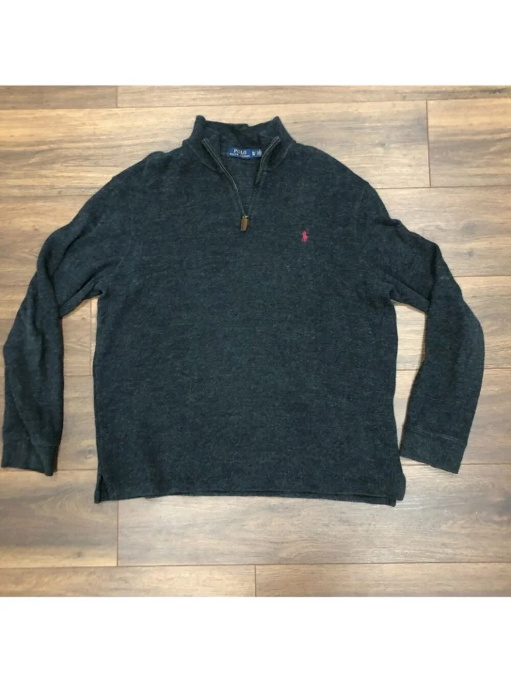 Polo Ralph Lauren Mens Sz XL Quarter Zip Sweater Gray Cotton Mock Neck LOT OF 2